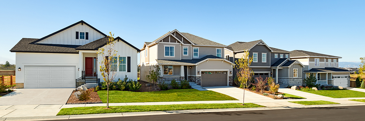 Homes in a neighborhood with sidewalk